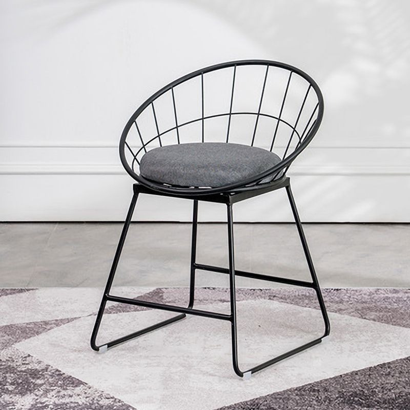 Scandinavian Upholstered Counter Chairs Bucket Barstools with Metal Legs for Home