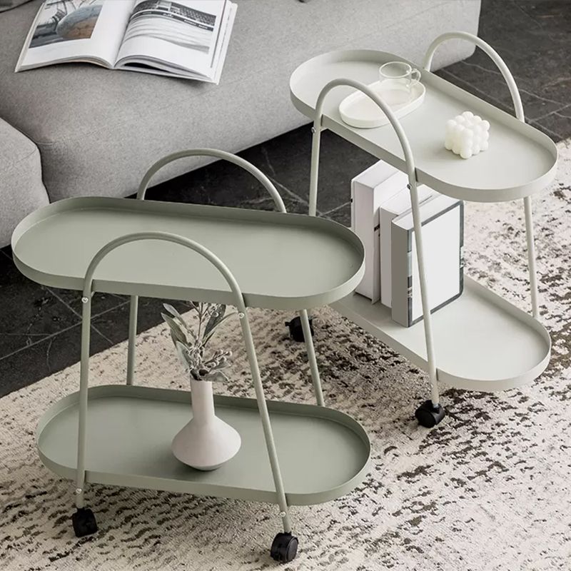 Mid-Century Side Table with Metal Shelves Geometric Tray Top Corner Table