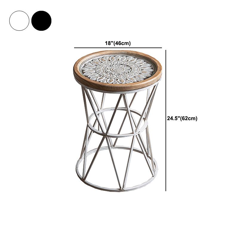 Frame French Country Round Coffee Table Distressed Wood Cocktail Table