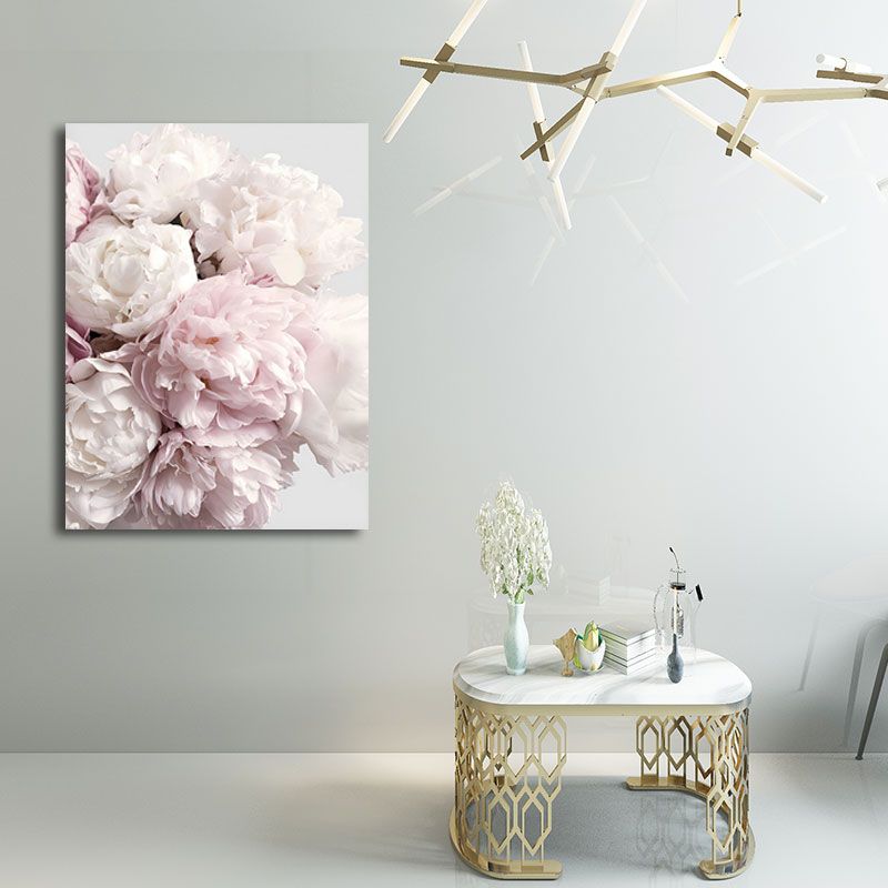 Toile de fleur de pivoine romantique pour chambre à coucher, décoration murale imprimée de fleurs de couleur pastel