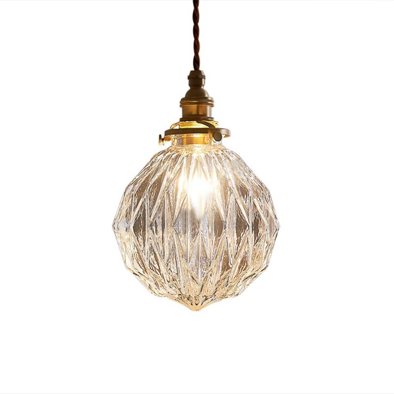 Clear Glass Globe Ceiling Light Industrial Single Restaurant Hanging Pendant Light