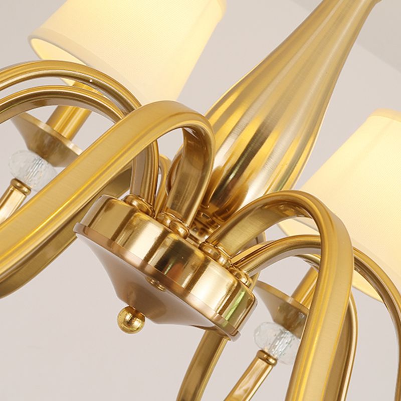 Barrel Chandelier Lighting Fixtures Traditional Suspension Light with Fabric Shade for Living Room