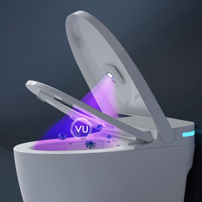 Smart Toilet Elongated Foot Sensor Contemporary Ceramic White