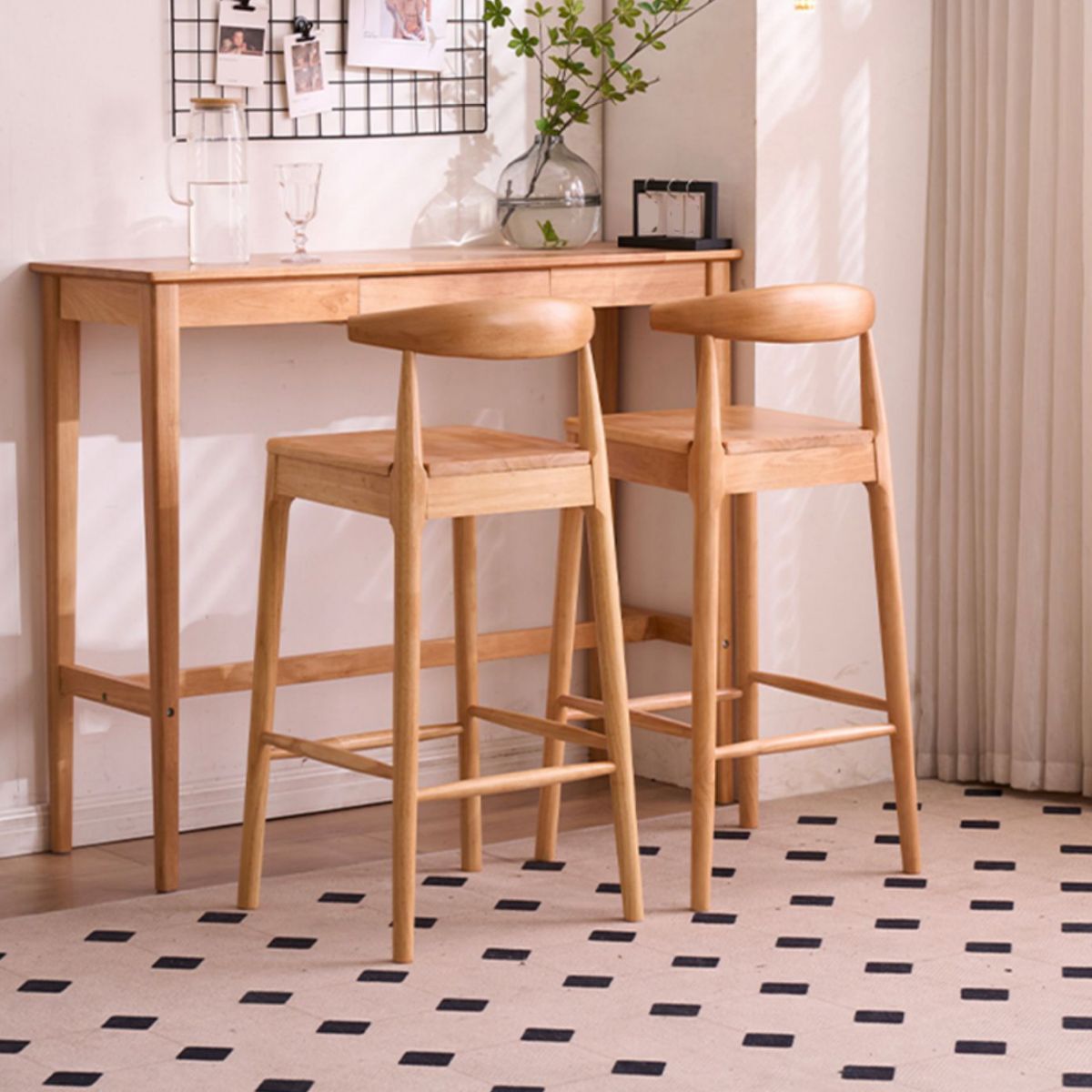 Contemporary Rectangle Bar Table Wood Bar Dining Table for Living Room