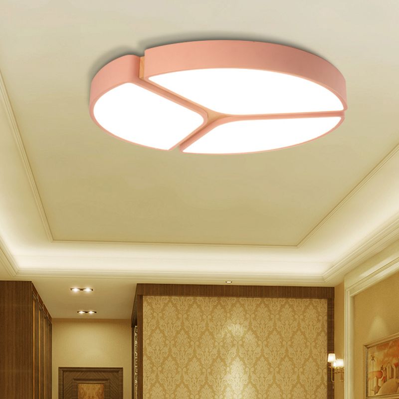 16"/19.5"/23.5" Wide Circular Flushmount Light Macaron Metallic Led Close to Ceiling Light in Warm/White Light