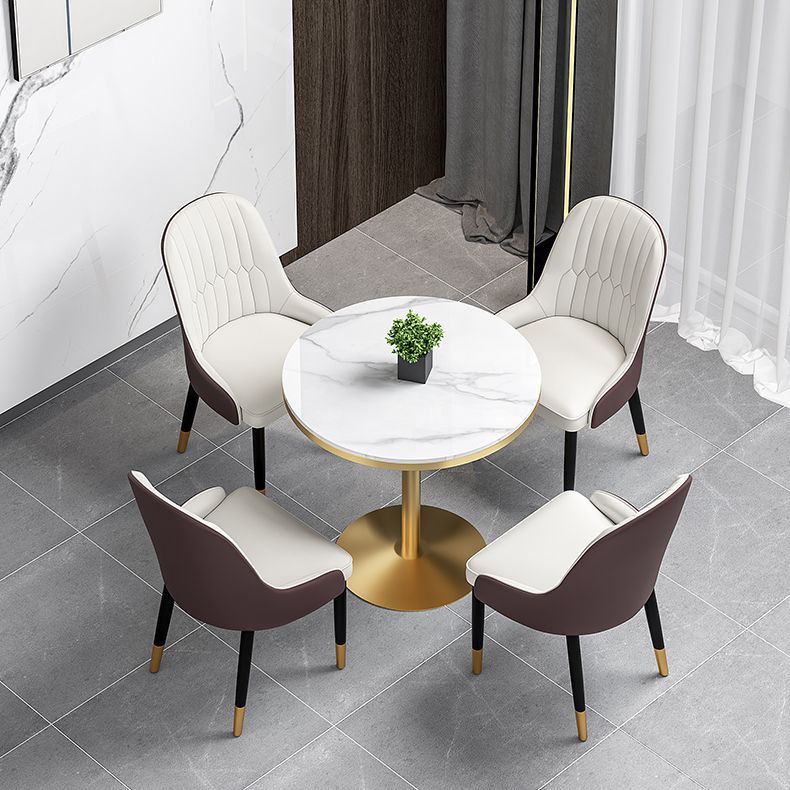 Table à manger en pierre frittée de style moderne, table ronde blanche avec base en tulipe
