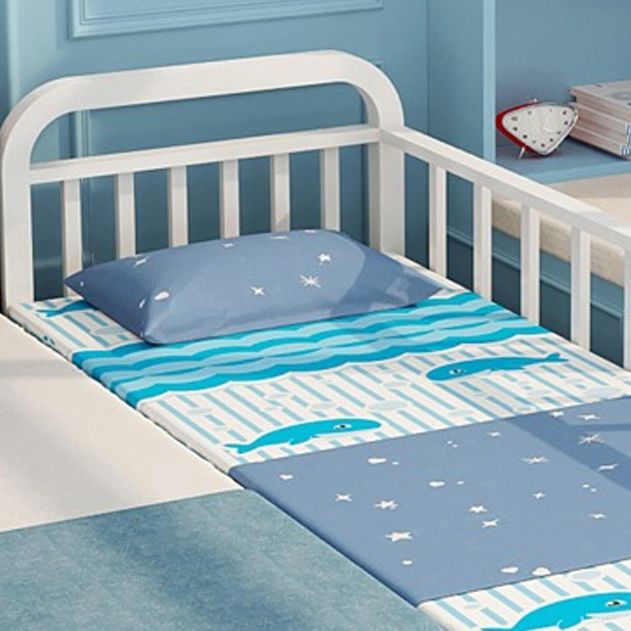 White/Black Kids Bed Contemporary Metal Standard Bed with Guardrail