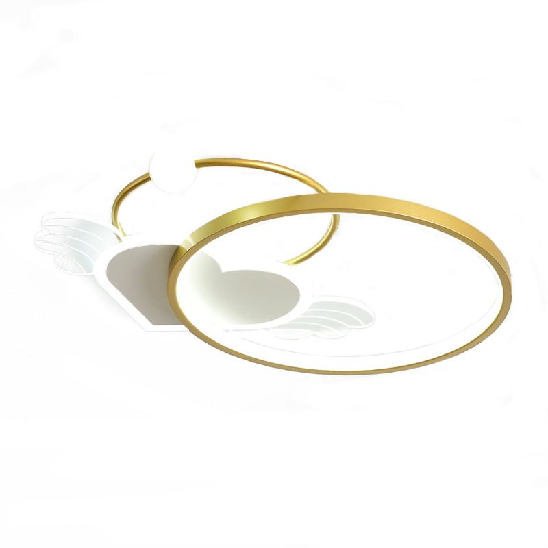 Circular Shape Flush Light Modern Style Metal 1 Light Flush Mount for Bedroom