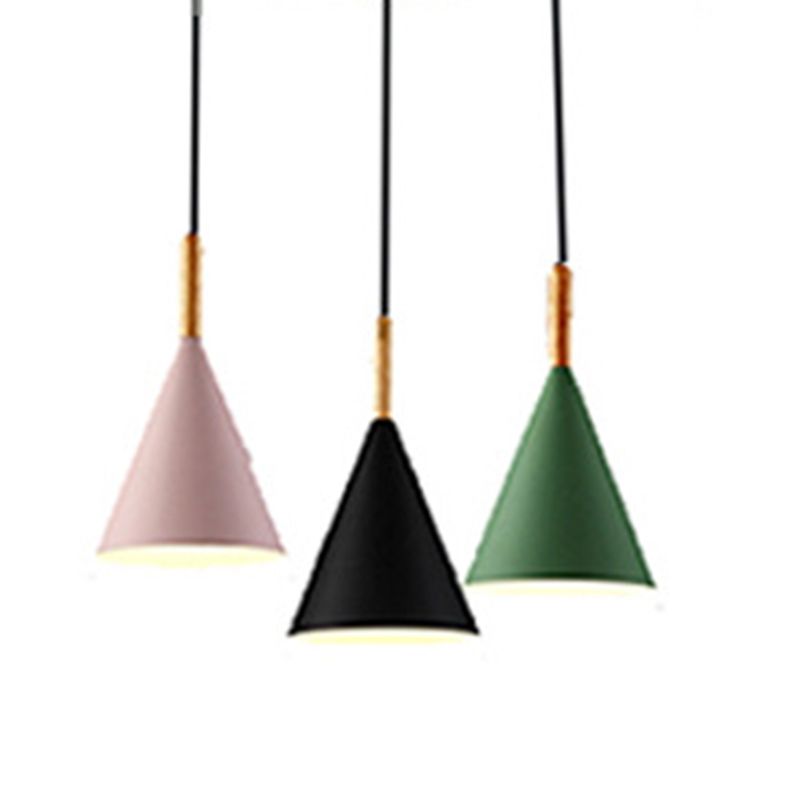 6.3 Inches Wide Mini Pendant Lamp with Metal Cone Shade Nordic Macaroon Style 1-light Hanging Light