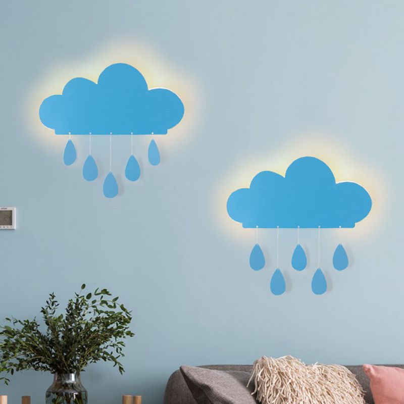 Piovosità a forma di nuvola sconce leggero fumetto acrilico a led da comodino a monte lampada lampada in blu/rosa