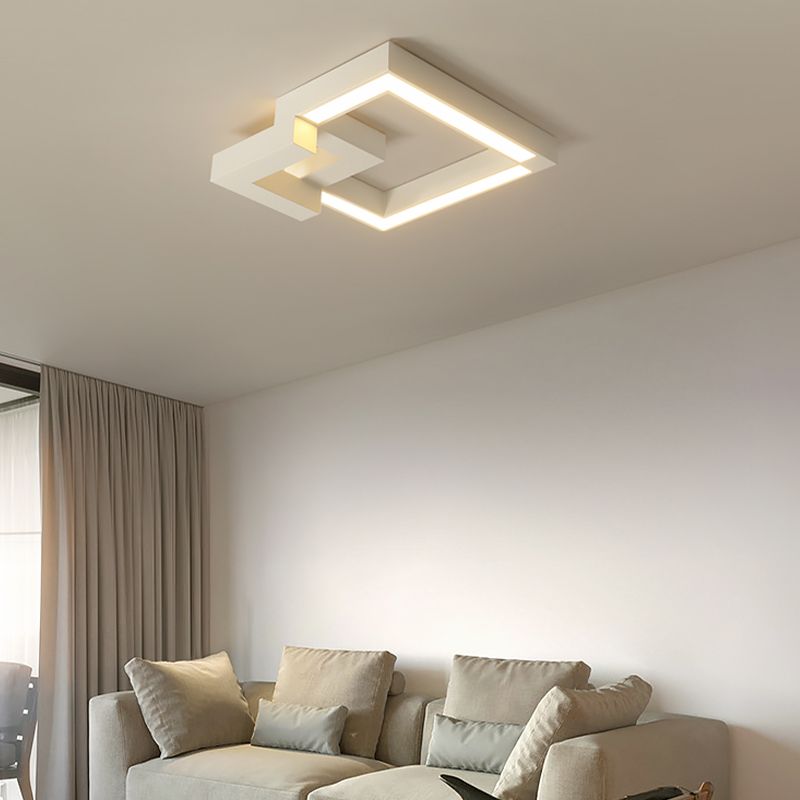 Luminaire de plafond encastré carré contemporain en métal pour salon