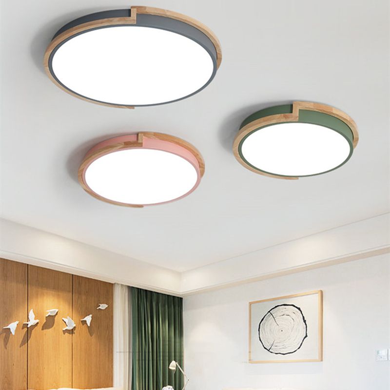Round Shape LED Ceiling Lamp Macaroon Modern Iron 1 Light Flush Mount for Dining Room