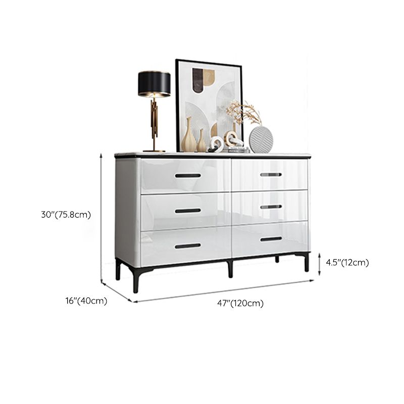 Glam Stone Storage Chest Bedroom White 16" Wide Chest with Drawers