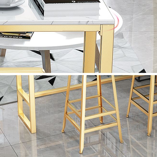 Glam Style Bar Table Artificial Marble Pub Table with Pedal for Dining Room