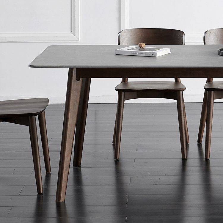 Minimalist Gray Sintered Stone Top Dining Set Rectangle Shape Standard Dining Set for Kitchen