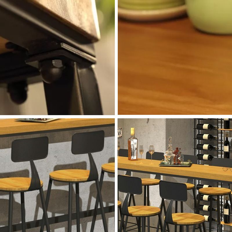 Modern 1/6/11 Pieces Bar Table Set Rectangle Pine Wood Counter Table with Backrest Stools