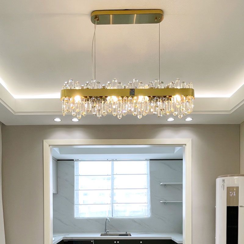Post Modern Style Crystal Island Light Golden Simplicity Hanging Light for Dining Room