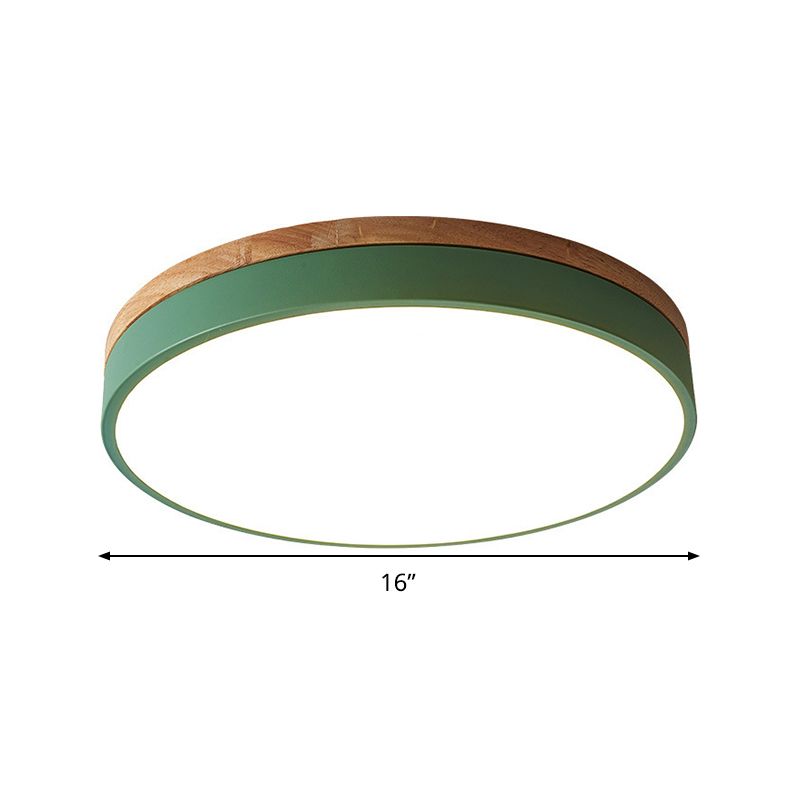 Circular Flush Mount Modern Metal 12"/16"/19.5" Wide LED Green Close to Ceiling Lighting with Acrylic Diffuser