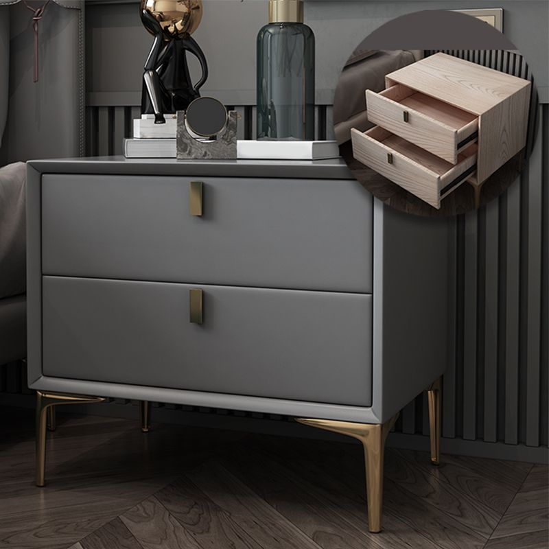 2 Drawer Solid Wood Modern Night Table Drawer Storage Bed Nightstand