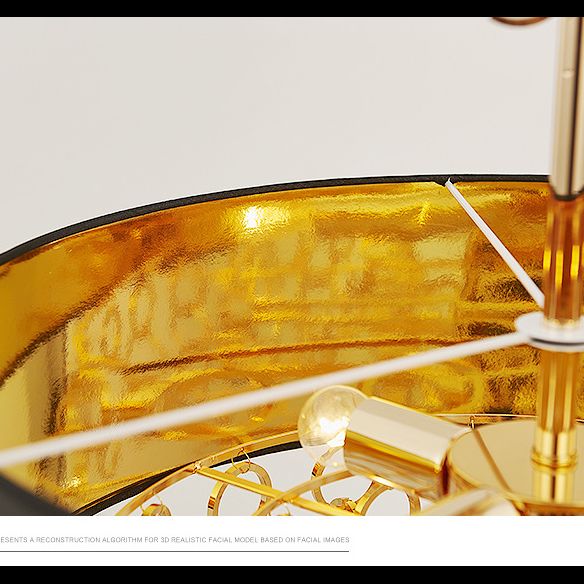 Simplicity Circular Chandelier Light Fixture Metal Living Room Ceiling Pendant Light in Black