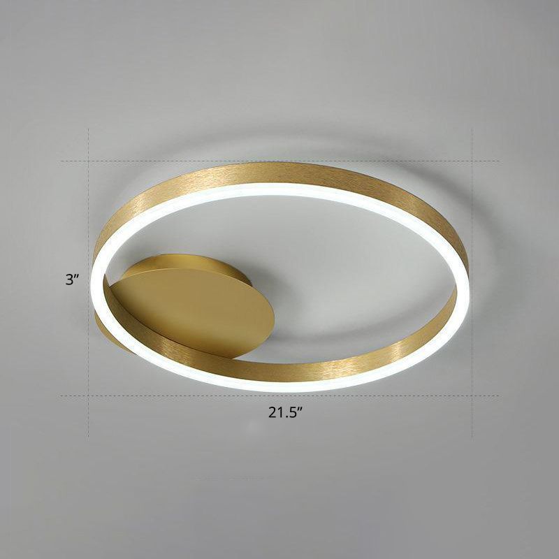 Gold Halo LED Ceiling Lighting Minimalist Aluminum Semi Flush Light Fixture for Bedroom