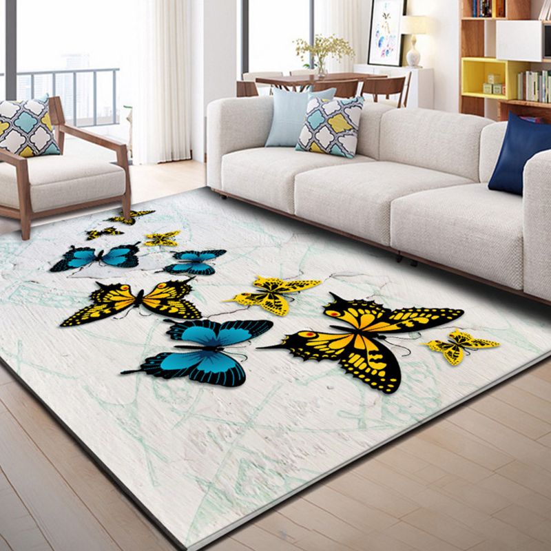 Nordic Drawing Room Rug Multi Colored Patterned Carpet Polypropylene Machine Washable Anti-Slip Backing Pet Friendly Rug