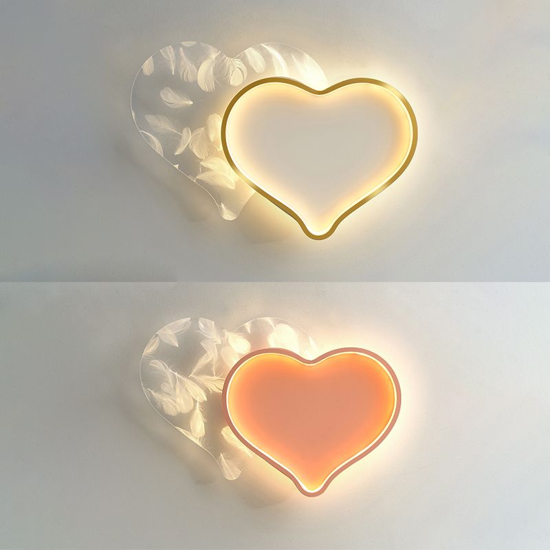 Style contemporain DEL Metal LED Flush Light Fixture Feather Ceiling Flush Mount for Bedroom