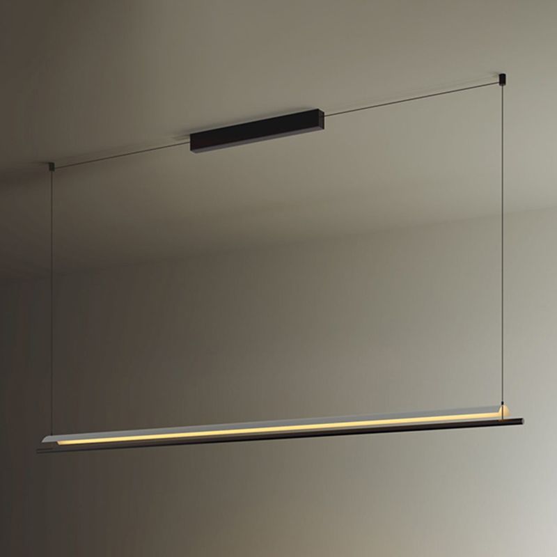 Black and White Kitchen Island Fixture Linear Modern Iron Pendant Light