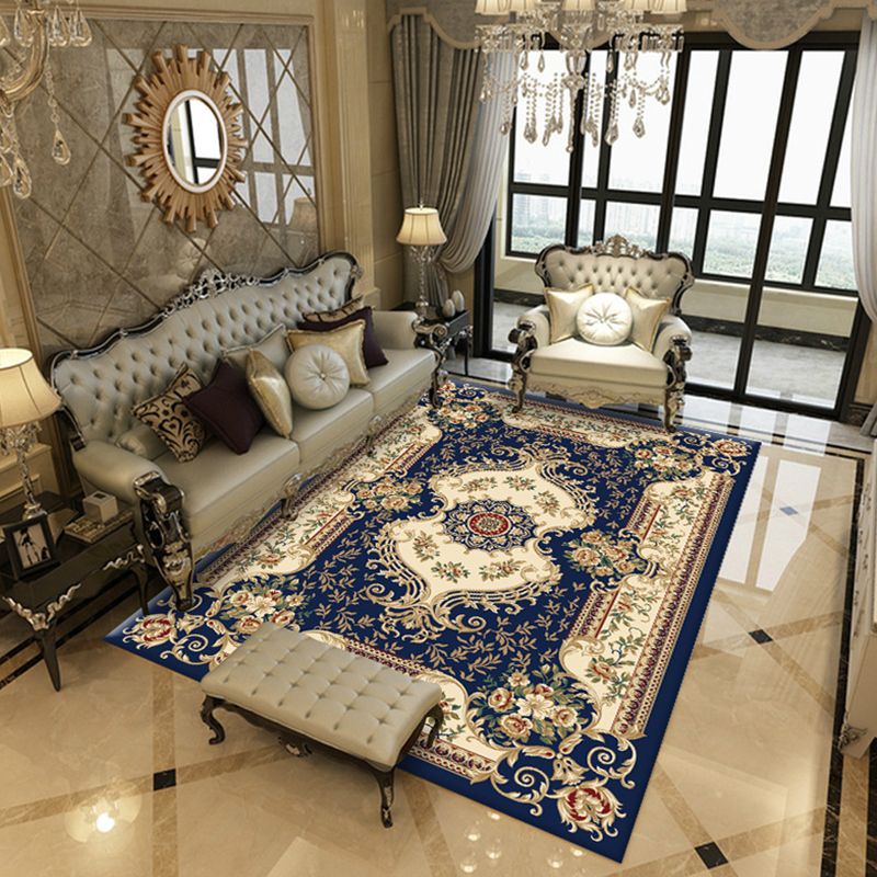 Antique Medallion Print Carpet Polyester Area Rug Pet Friendly Indoor Rug for Living Room