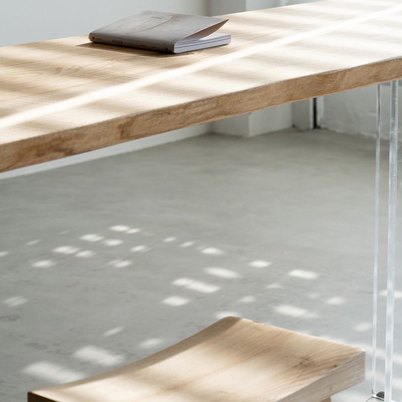 Rectangle Ash Solid Wood Bar Dining Table Double Pedestal Bar Table for Living Room