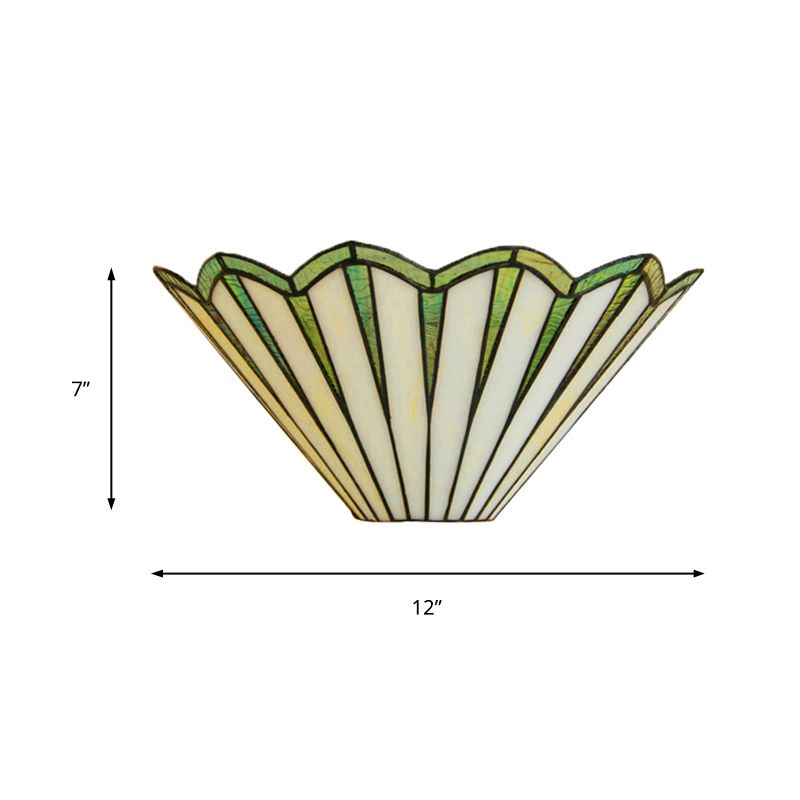 Glass Conical Sconce Light Coffee Shop 1 Light Simple Style Shuttlecock Wall Lamp in Green