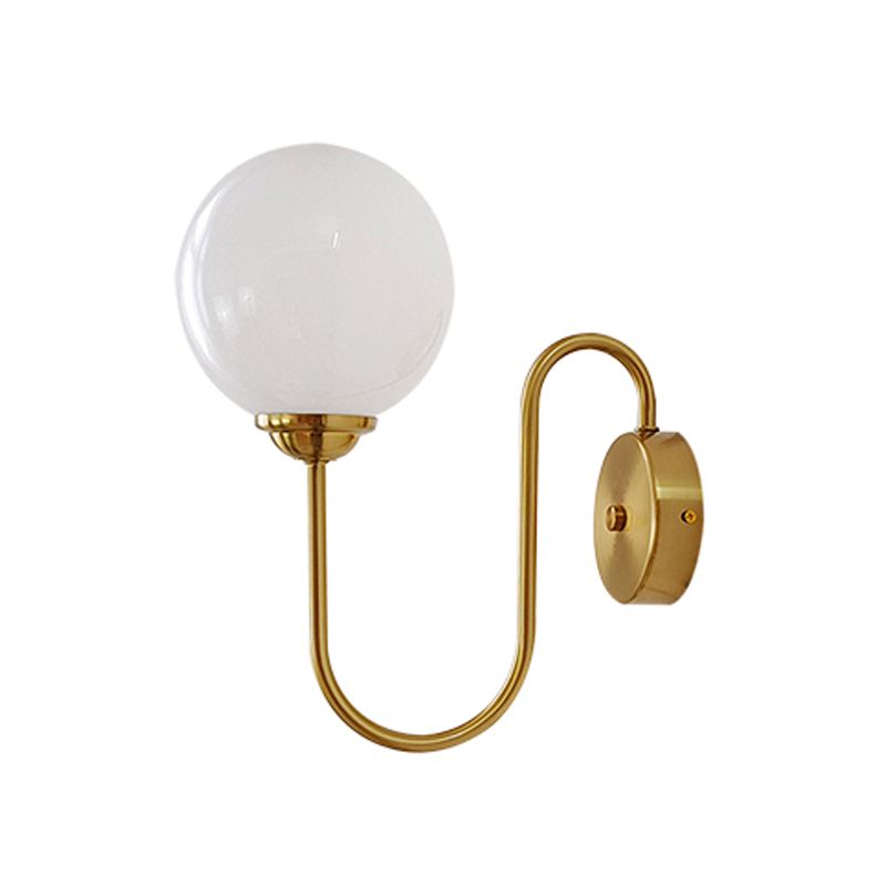 Metal Modern Wall Sconce Ball Shape Wall Light with Glass Shade