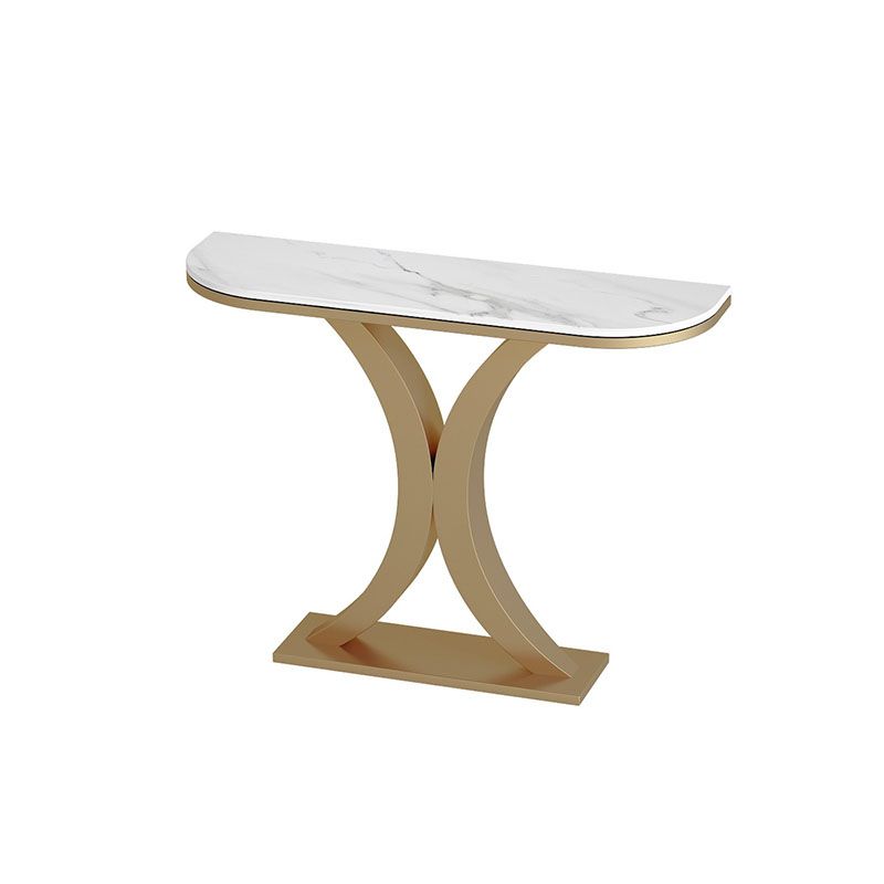 Glam Marble Console Table Half Moon Abstract 12" W Accent Table for Hall