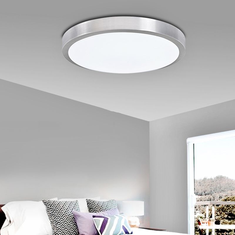 Silver Circular LED Ceiling Light in Modern Concise Style Aluminium Flush Mount with Acrylic Shade