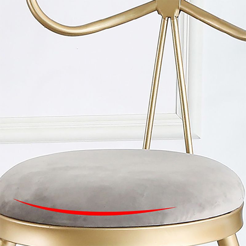 Upholstered Counter Stool Glam Style Round Low Back Bar Stool with Gold Frame