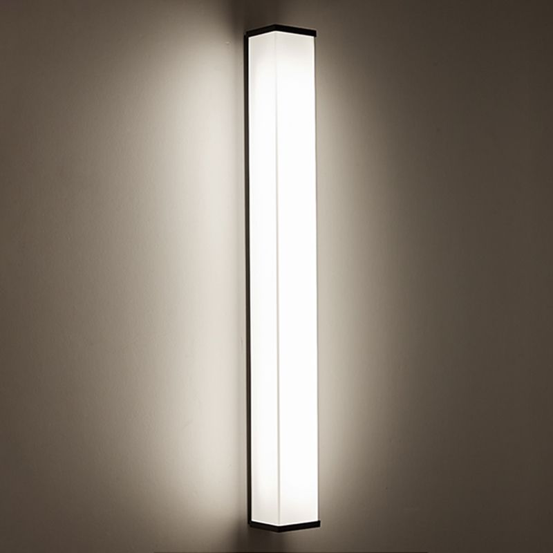 Modern Simple Style Retangular Shade Wall Sconce Metal and Glass 1 Light Sconces in Black Finish