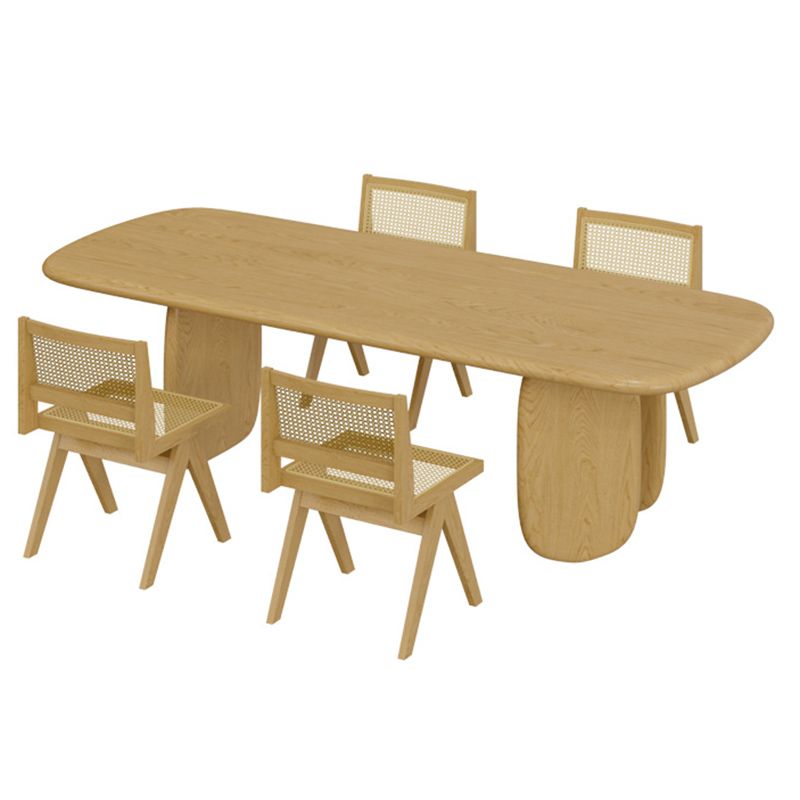 Traditional Dining Set 1/5/7 Pcs Rectangle Solid Wood Dining Table with Armless Chairs