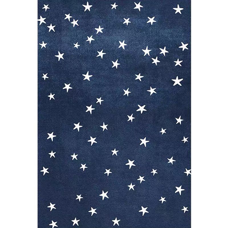 Funky Indoor Rug All-Over Star Print Rug Polyster Non-Slip Backing Area Carpet for Living Room