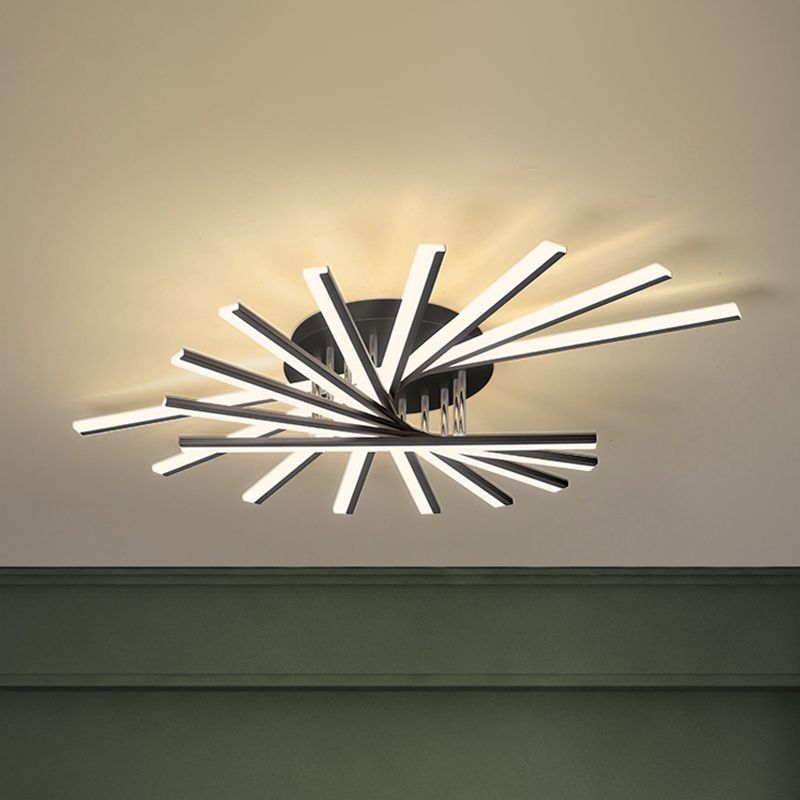 Moderne minimalistische LED-plafondlamp Gelakt ijzer Lineaire inbouw met acrylkap