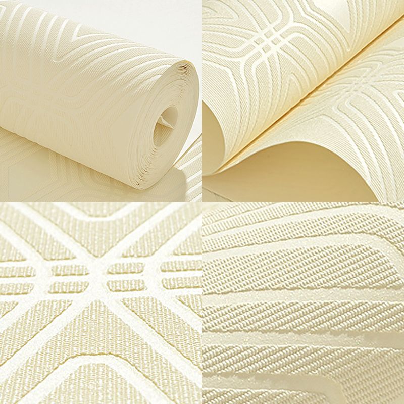 Textured PVC Wall Art Contemporary Non-Pasted Wallpaper Roll with Diamond Pattern