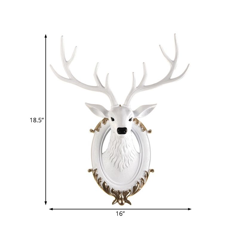 Hars Deer Head SCONCE Licht land 16 "/18.5" W LED LEDE ROOM MULT MADE LAMP IN ZWART/WIT/WOOD