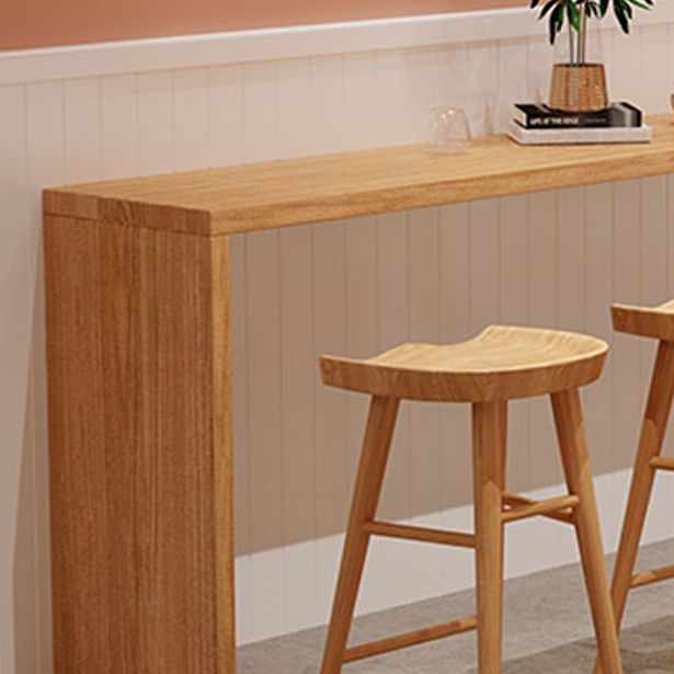 Modern Pine Wood Bar Dining Table Rectangle Indoor Bistro Table with Shelf