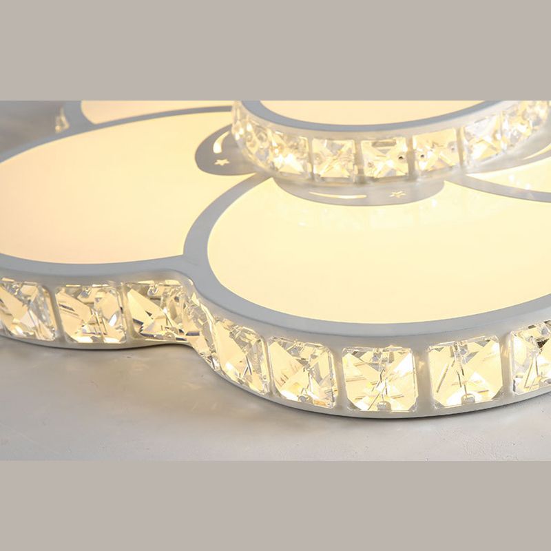 Crystal Floral Flush Mount Lighting Modern Style LED White Flush Mount Ceiling Fixture