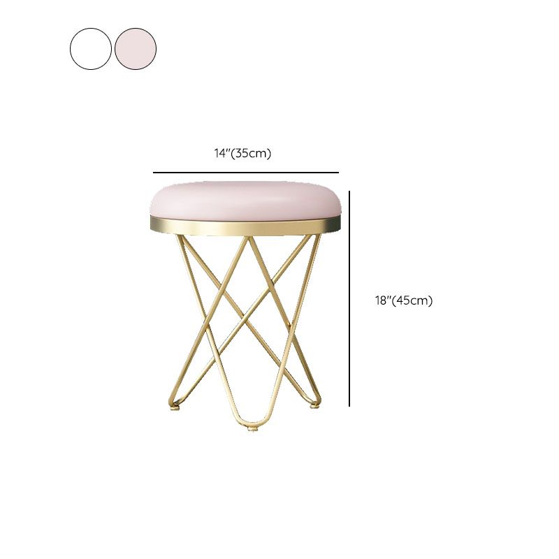 Solid Color Fabric Standard Stool Modern Style Simple Round Cushion Stool