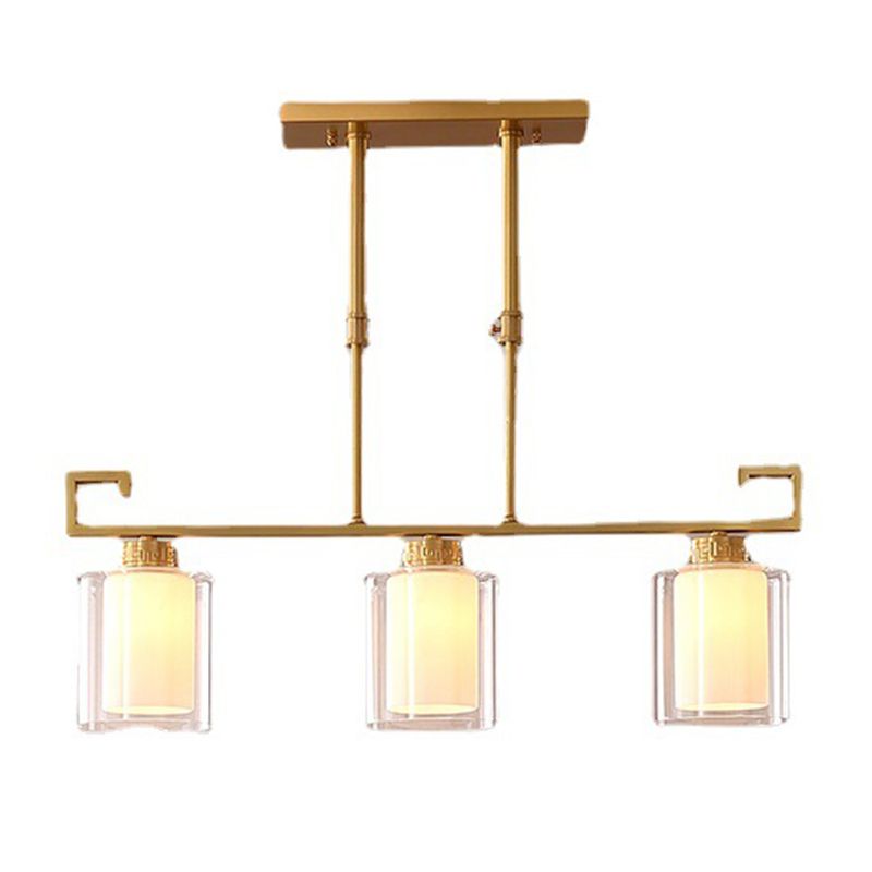Cylinder Island Lighting Glass Contemporary Simplicity Pendant Lighting Fixtures for Restaurant