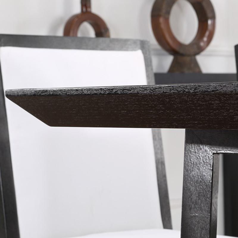 Mesa de comedor industrial rectangular Mesa fija de madera maciza con base de caballete