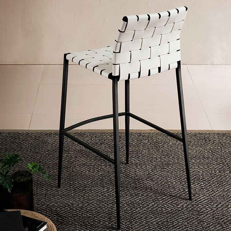 Faux Leather Dining Stools Contemporary Bar Stools with Metal Base