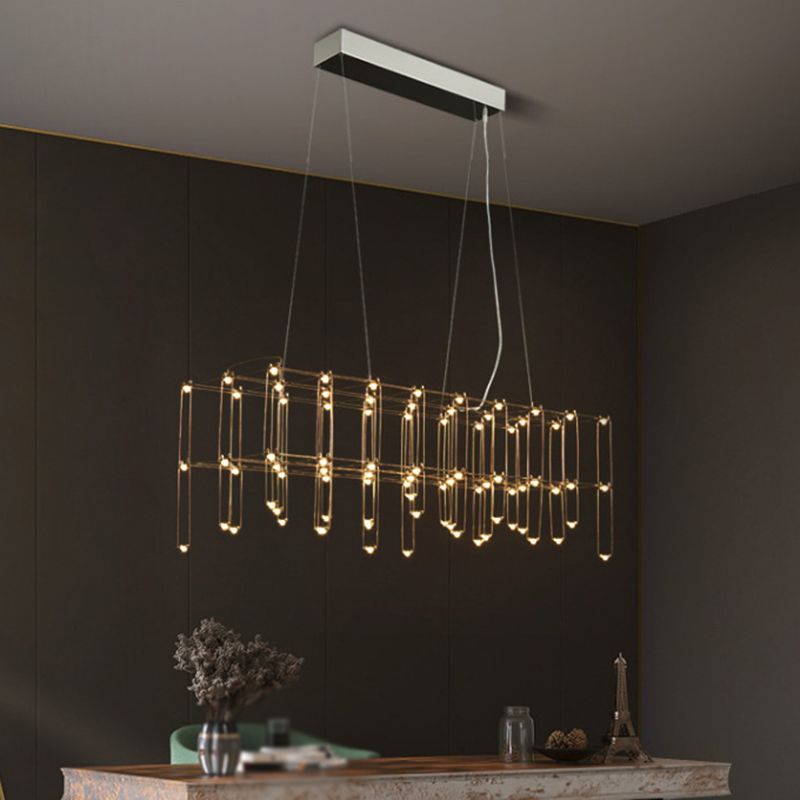 Nordic Style LED Hanging Lamp Rectangle Shape Island Light Fixture for Living Room