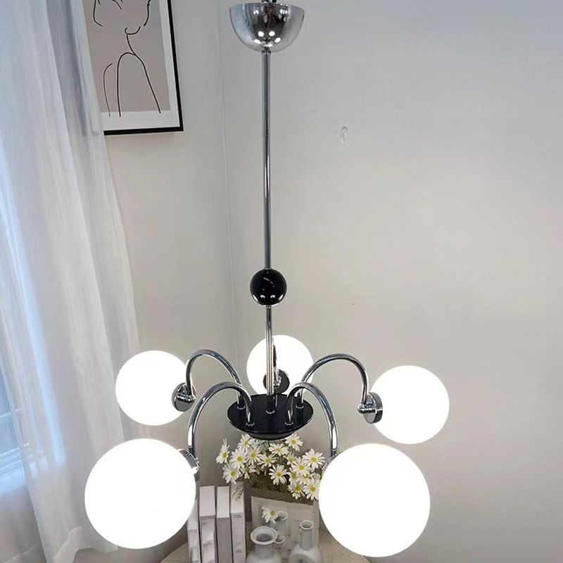 Spherical Shape Chandelier Light Modern Style Glass Multi Light Hanging Lamp for Kitchen