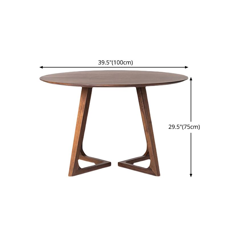 Round Wood Color Dining Table Pine Solid Wood Modern Table with Double Pedestal